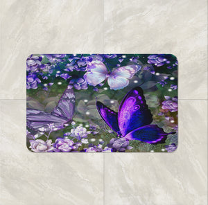 The Purple Pop Butterflies bath Mat