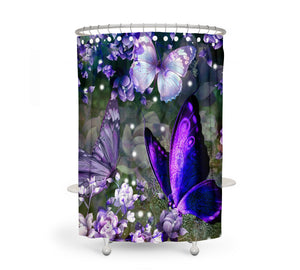 The Purple Pop Butterflies Shower Curtain