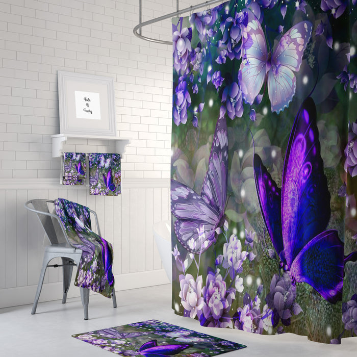 Purple Pop Butterflies Shower Curtain