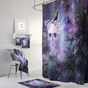 The Calavera Night Sky Purple Twilight Sugar Skull Shower Curtain 