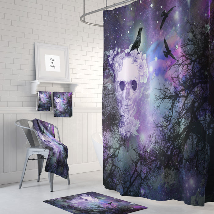 Night Sky Purple Twilight Gothic Skull Shower Curtain