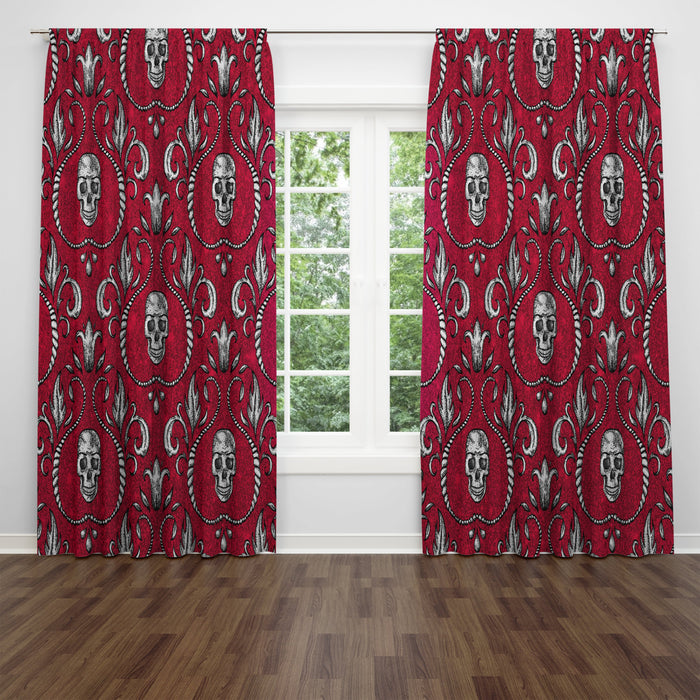 Red Gothic Skull Window Curtains