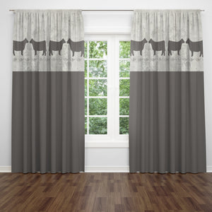 Farmhouse Window Treatments, Primitive Cows , Brown, Lined Curtains, Window Valance