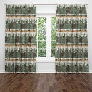 Rustic Moose Woodland Window Curtains