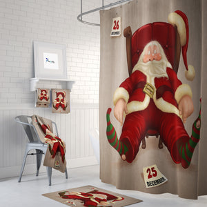 Sleepy Santa Shower Curtain Christmas Bathroom Decor