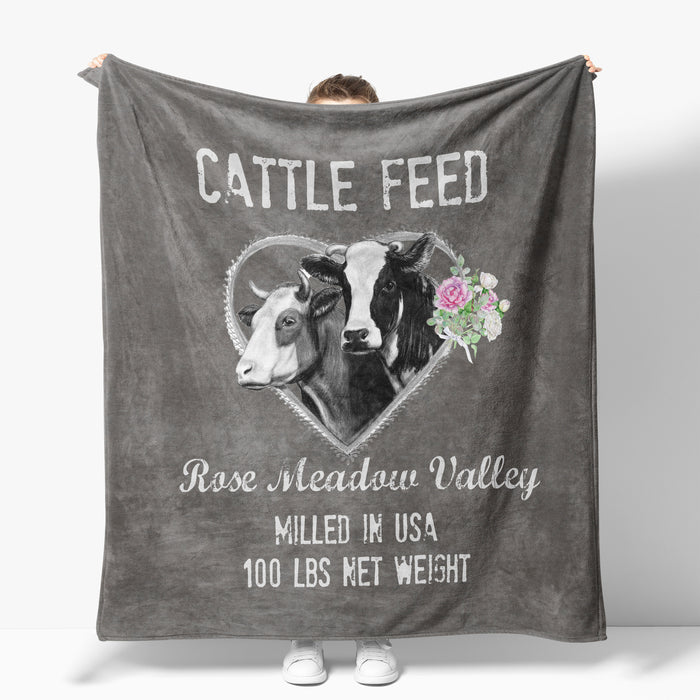 Farmhouse Sherpa Fleece Blanket Cattle Feed