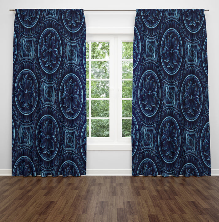 Stonewash Blue Boho Curtains