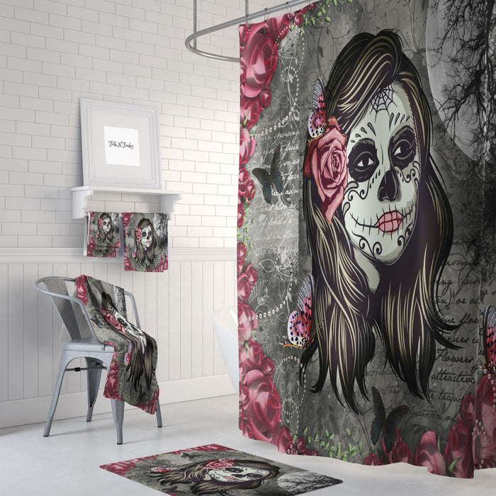 La Rosa Sugar Skull Shower Curtain