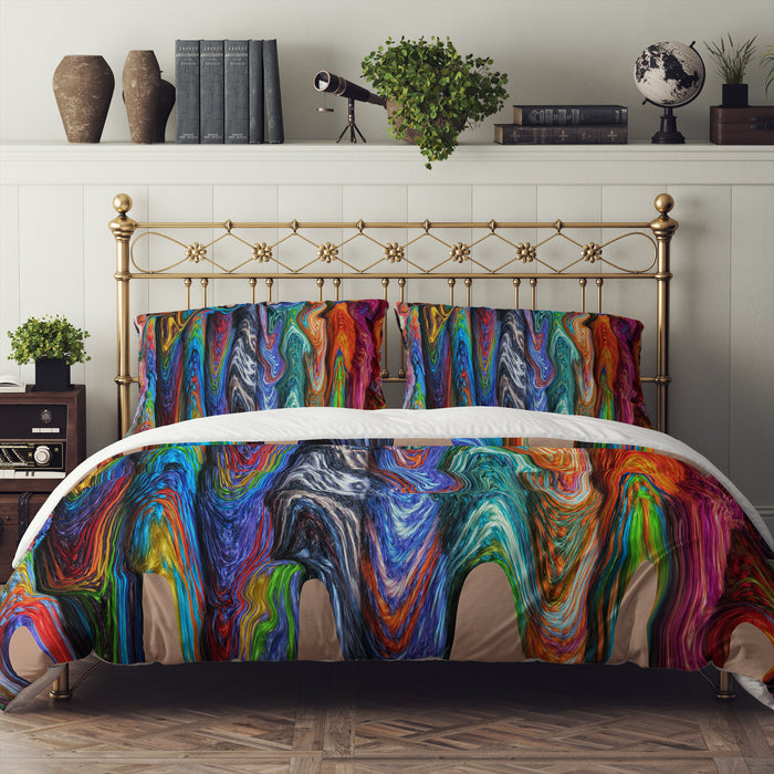 Hippie Swirls Boho Bedding Set, Reversible Comforter, Or Duvet Cover