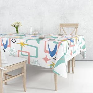 Mid Century Modern Pastel Atomic Tablecloth