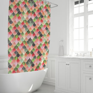 Tropical Mermaid Scales Shower Curtain Bathroom Decor