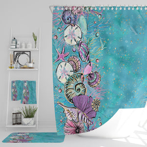 Turquoise Coastal Shower Curtain Optional Accessories