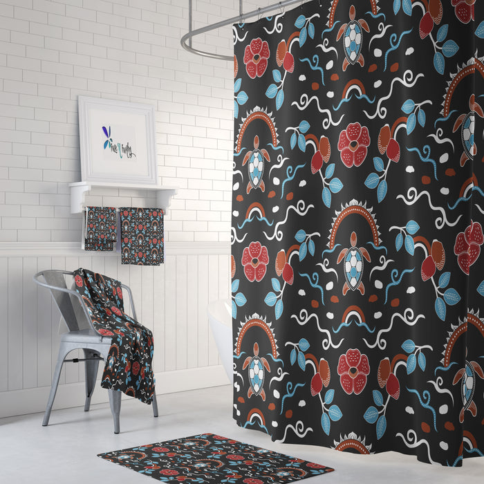Boho Batik Turtle Shower Curtain and Bathroom Decor