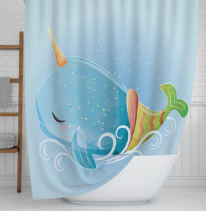 Fun Kawaii Whale Shower Curtain
